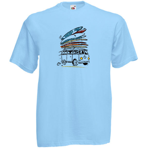 ΓΑΛΑΖΙΟ t-shirt FRUIT OF THE LOOM με στάμπα BUS